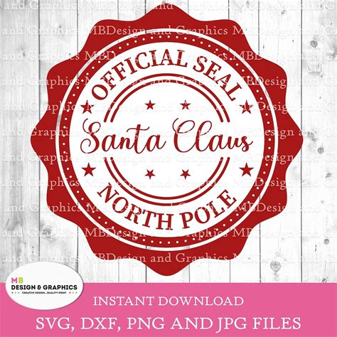 Sello Oficial De Papá Noel De Navidad Polo Norte Archivo Svg Etsy