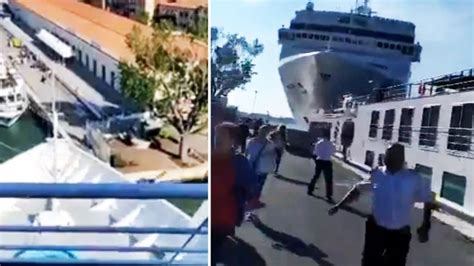 Venice Cruise Crash Massive Ship Smashes Into Dock And Tourist Boat
