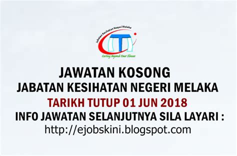 Pekerja sambilan harian (psh) gred 41. Jawatan Kosong Jabatan Kesihatan Negeri Melaka (JKN Melaka ...