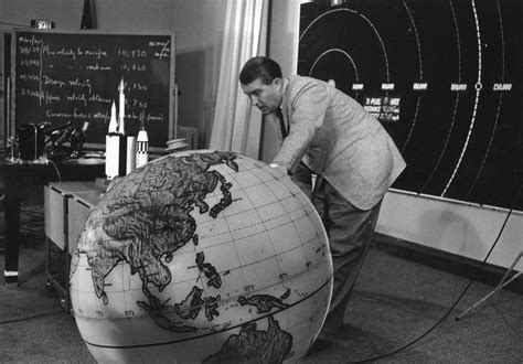 Famous Rocket Scientist Werner Von Braun Looking At A Globe Oliver F