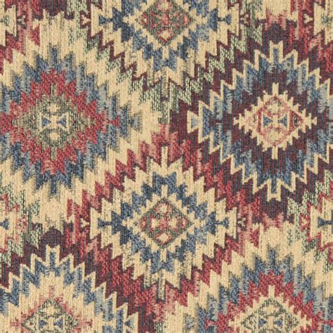 Blue Beige Red And Green Diamond Southwest Style Upholstery Fabric By