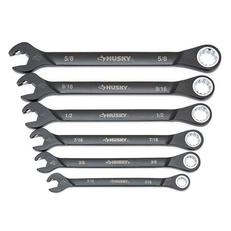 Husky 100 Position Double Ratcheting Wrench Set Sae 6 Piece