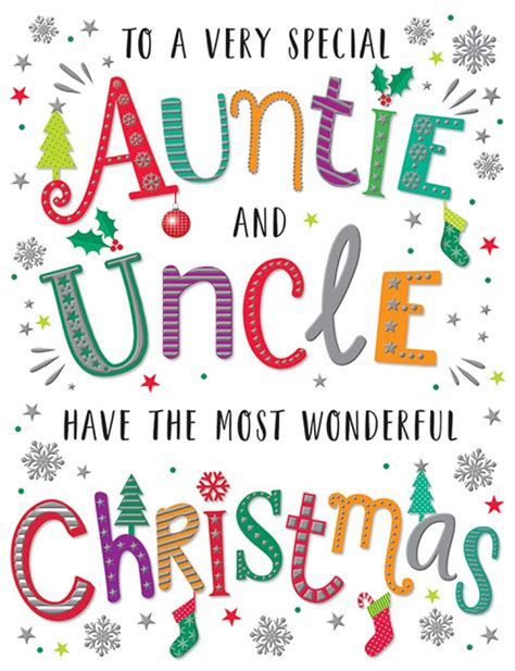 JXC0606 Auntie Uncle Text 60 Christmas Cards Auntie Uncle