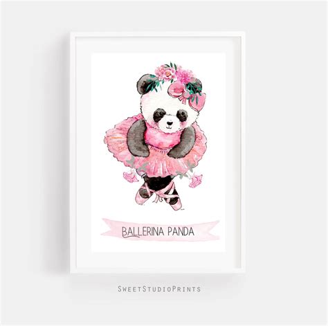 Ballerina Panda Print Nursery Wall Art Baby Girl Nursery Etsy