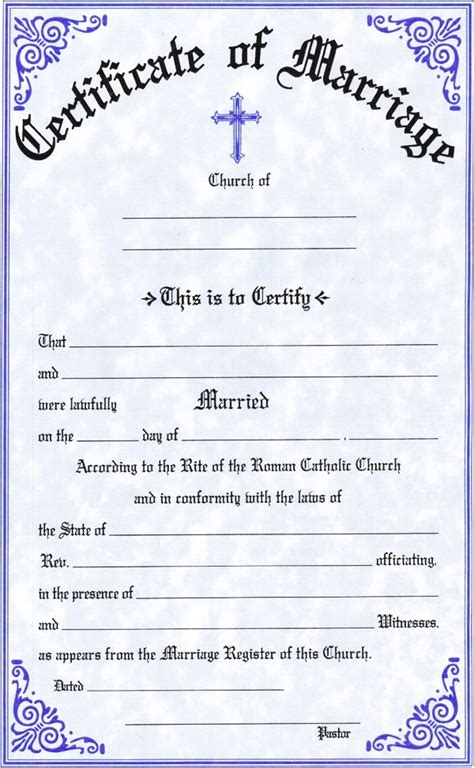 Free Fillable Marriage Certificate Template Template