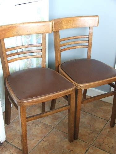 In full disclosure, a farmhouse dining table will make fast friends with virtually any vintage dining chair. Pair of 1960's Wooden Kitchen Chairs