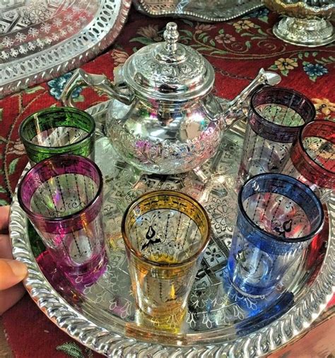 Traditional Moroccan Tea Set With Tea Cups And Fresh Tray Etsy