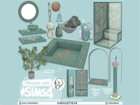 Mozaic Tiles Bathroom Cc Sims 4 Syboulette Custom Content For The Sims 4