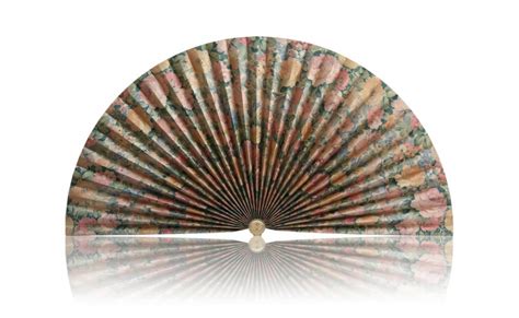 Gold With Multi Colored Flowers Decorative Fan
