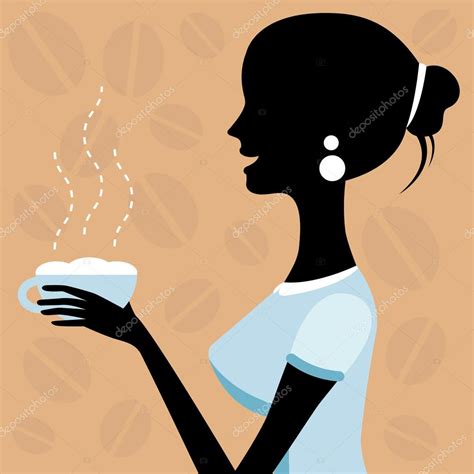 A Vector Illustration Of A Beautiful Woman Drinking Coffee — Stock
