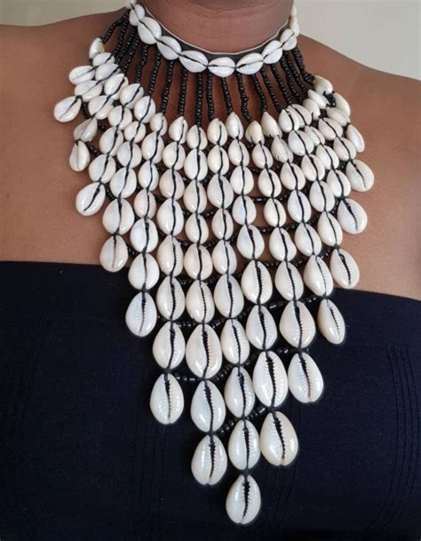 Cowrie Shell Necklace African Shell Necklace Cowrie Etsy