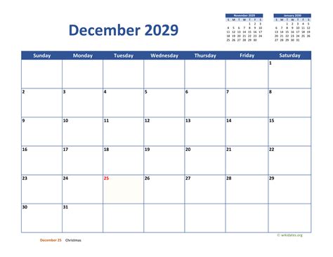 December 2029 Calendar Classic