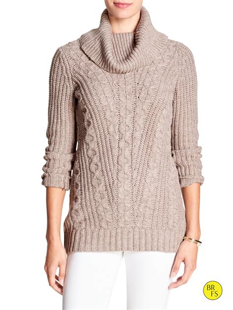Banana Republic Factory Cable Knit Cowl Neck Sweater In Natural Lyst