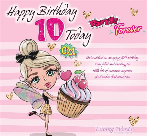 10th Birthday Girl Greeting Cards By Loving Words