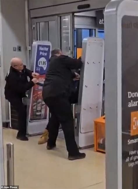 Moment Sainsburys Security Guards Catch Shoplifter Trying To Flee