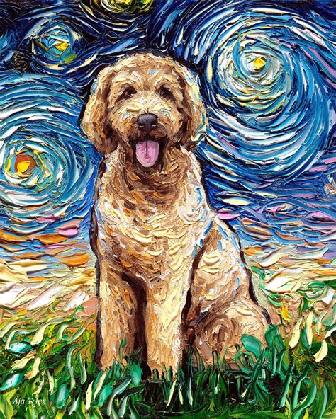 Goldendoodle Art 8x10 Starry Night Print Dog Lover T Fluffy Etsy