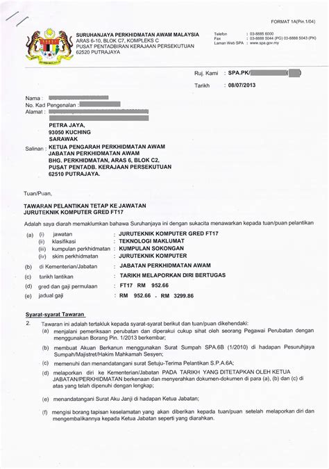 Di halaman pertama, informasi yang harus dituliskan adalah data pasal berikutnya, contoh surat kontrak kerja berisi tentang masa percobaan bila ada, atau bagi kamu yang ingin membantu mengembangkan usaha kecil dan menengah di indonesia, p2p. Sarawak Sidek: Surat tawaran SPA & JPA : Juruteknik Komputer Gred FT17
