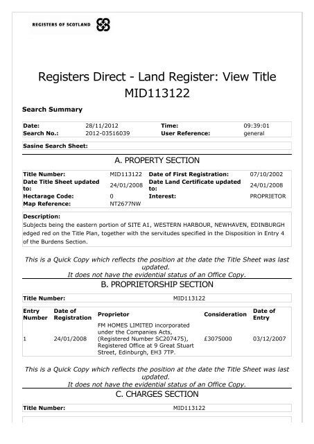 Registers Direct Land Register View Title Mid113122 Land Matters