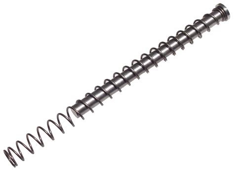 A stainless guide rod (3rd gen) and a 11lb, 13lb, and 15lb recoil spring. Jentra Tungsten Guide Rod with Spring for Glock Gen 1-3 17L 24 34 35