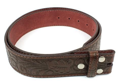 Leather Belt Strap With Embossed Western Scrollwork 15 Wide With