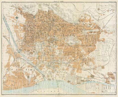 Old Map Of Cairo القاهرة Al Qāhirah In 1906 Buy