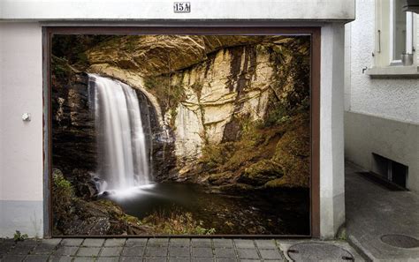 3d Stone Mountain Waterfall 283 Garage Door Mural Aj Wallpaper