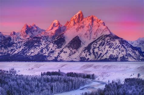 Hd Wallpaper Mountains National Park Snow Winter Wyoming