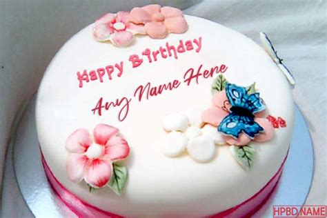 Once you make the card after that you can download it as image or can be sent through e mail as pic and also. Write Name On Pink Flowers Birthday Cake With Name Edit