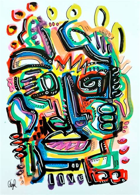 Crazy Face Drawing By Ángel Rivas Saatchi Art Marker Drawing Marker