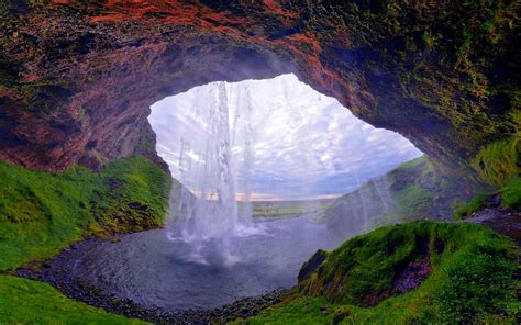 Underwater Waterfall Iceland Hd Cave Waterfalls Wallpaper Iceland Waterfalls Seljalandsfoss