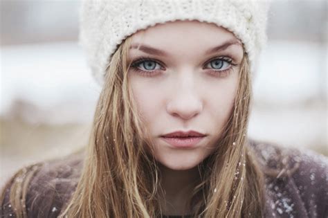 wallpaper face women outdoors model blonde long hair blue eyes snow winter cold