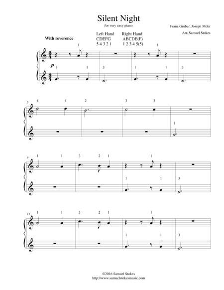 Download Silent Night For Very Easy Piano Sheet Music By