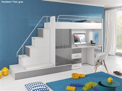 Mit einem hochbett punktest du garantiert bei deinen kindern. TOMI Hochbett mit Schreibtisch, Schrank, Treppe und ...