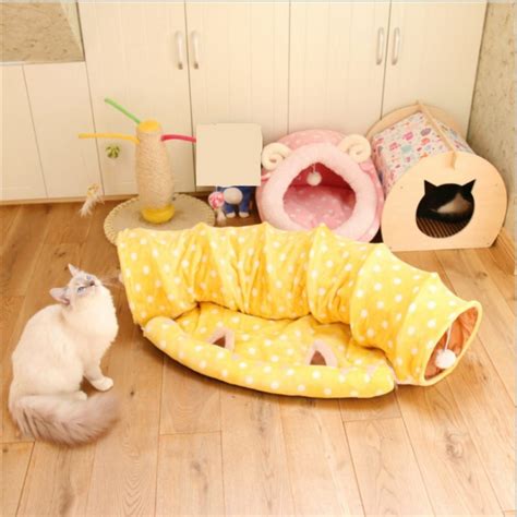 Pet Tunnel Cat Beds House And Sleep With Ball Cat Play Tunnel Funny Cat