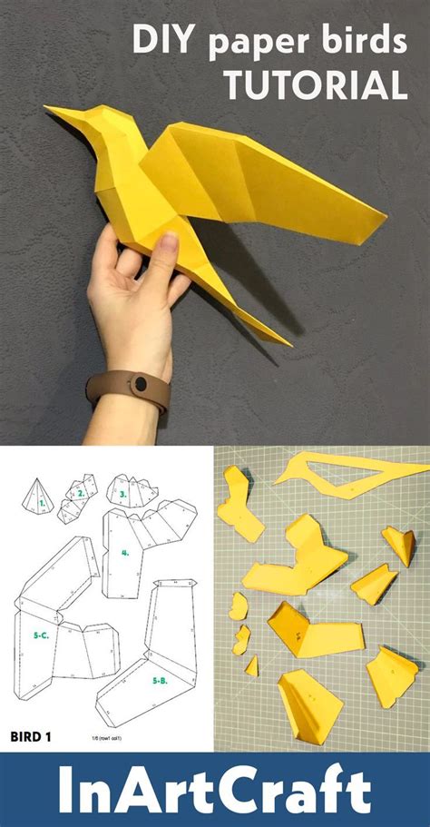 DIY Paper Birds TUTORIAL Papercraft Birds PDF Template Origami Bird
