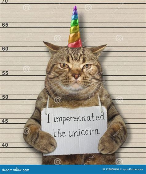 Cat Fake Unicorn In A Prison Stock Photo Image Of Impersonate Posing