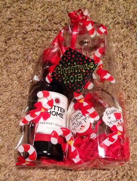 Snack packs for employees of the month or employee work. Christmas Employee Gifts- wine glass (dollar store) sutter ...