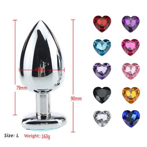 Stainless Steel Anal Butt Plug Sex Toy Heart Jeweled Tail Butt Orgasm