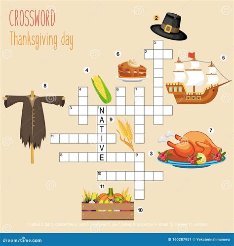 Easy Crossword Puzzle `Thanksgiving Day` Stock Vector - Illustration of