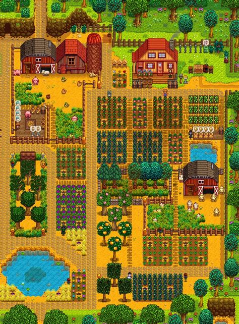 This layout can be challenging due to it's lack of space and. Bexy_fullFarm_summer_smallest_half | Games | Stardew ...