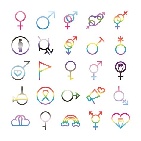 bundle of twenty five gender symbols of sexual orientation gradient style icons 2564875 vector