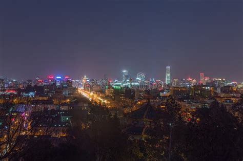 Night View Of Beijing Skyline From The Jingshan Park Stock Photo