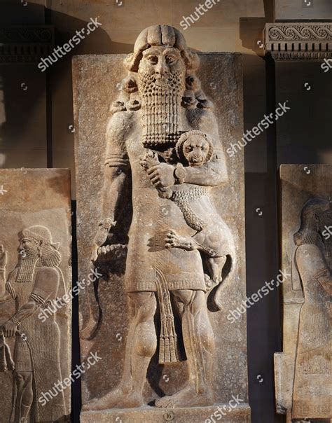 Gilgamesh Lion Spirit Stone Relief Assyrian Editorial Stock Photo