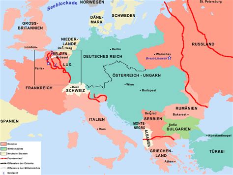 This Map Of Europe Shows The Eastern And Western Fronts Of World War
