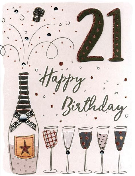 21st Happy Birthday Fizz Gigantic Greeting Card A4 Sized Cards Cards