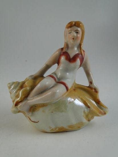 Vtg Art Deco Bathing Beauty Girl Woman Shell Fish Tank Figurine Statue Antique Ebay Art Deco