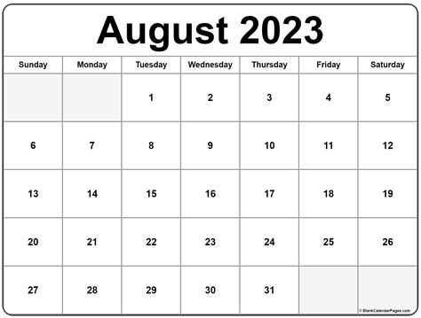 August 2023 Calendar Free Printable Calendar