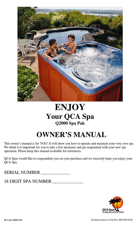 Qca Spas Enjoy Q2000 Owners Manual Pdf Download Manualslib