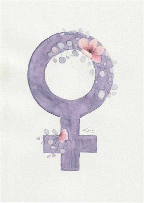 acuarela símbolo feminista con flores by kàra triviño ilustradora feminista fondo de