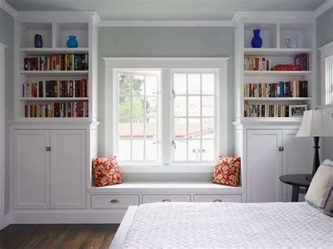 Bedrooms has to be free from clutter. window+bookcases | Window Seat Bench Design with Bookcase ...